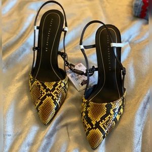 Zara Snakeskin Slingback Heels size 38 or 7.5